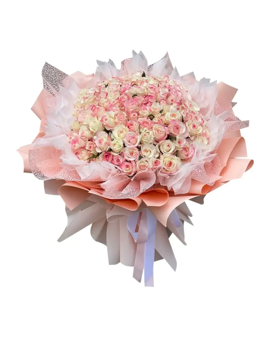 Buket mawar blush dan ivory