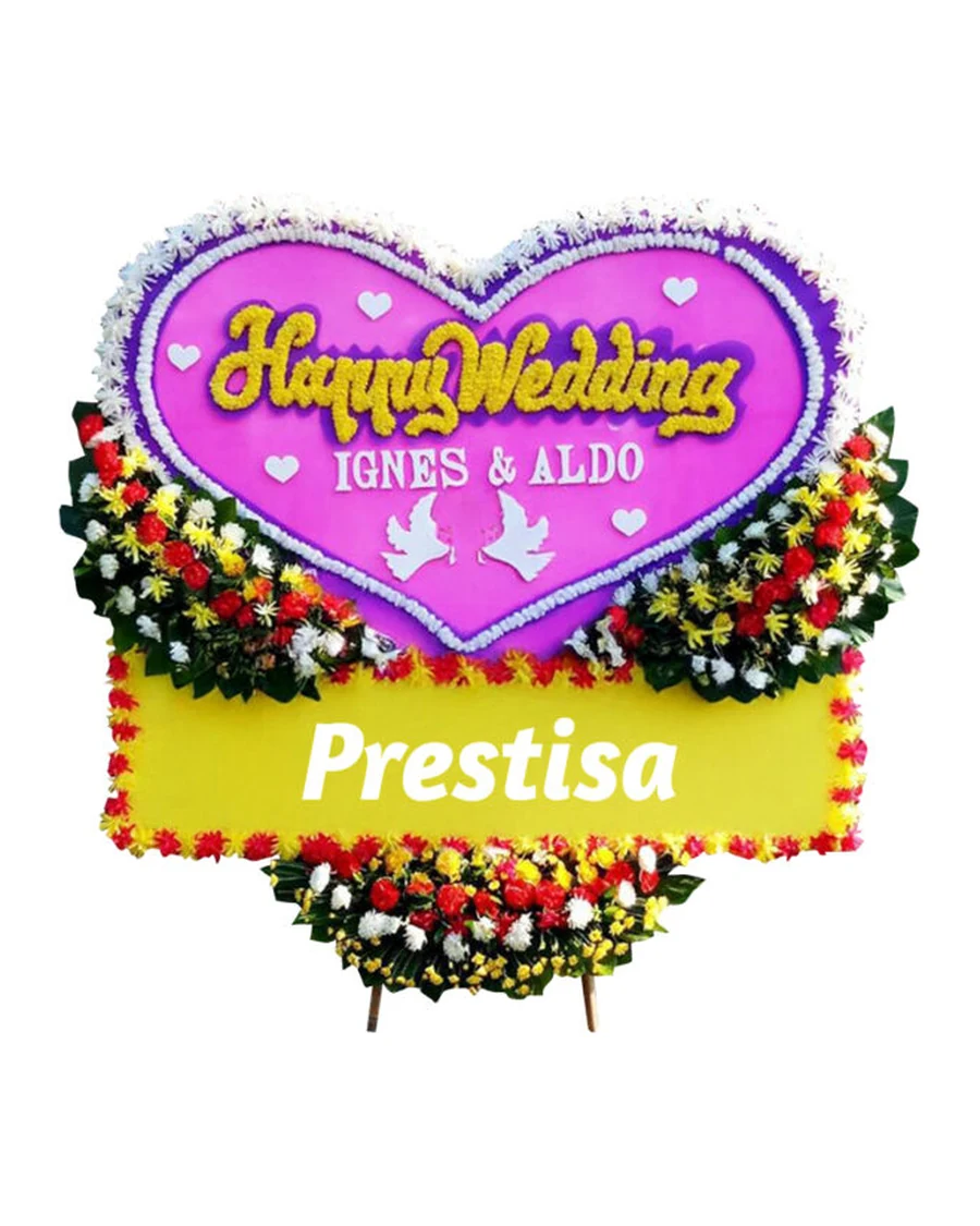 Papan bunga happy wedding