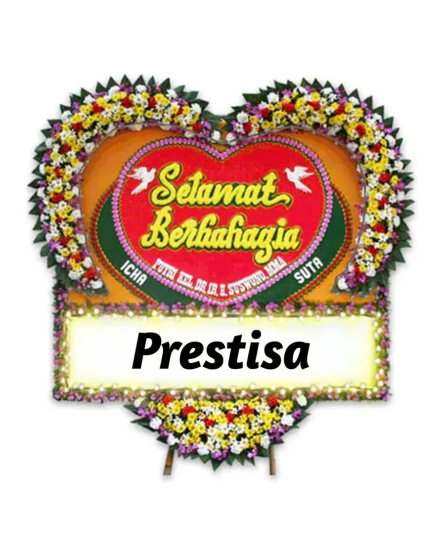 Papan bunga selamat berbahagia bentuk hati